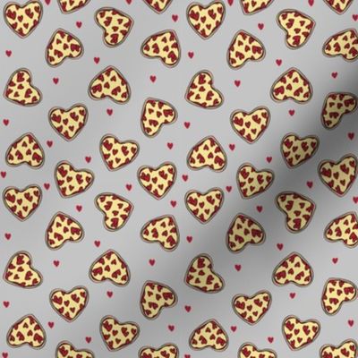 pizza heart (small scale) // valentines day love pizza slices foodie fabric grey