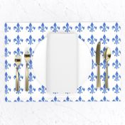  Country French fleur di lis blue on white background