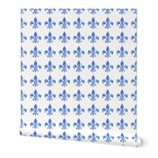  Country French fleur di lis blue on white background