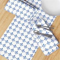  Country French fleur di lis blue on white background