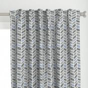 gray and blue herringbone