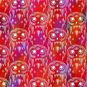 Watercolor Owls - Red Flame