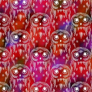Watercolor Owls - Crimson Nebula