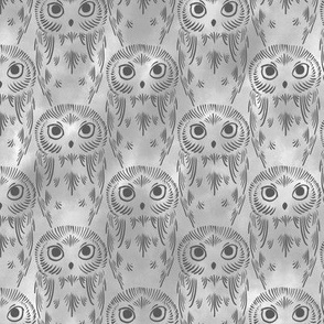 Watercolor Owls - Gray