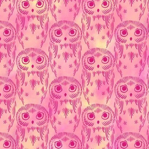 Watercolor Owls - Rose