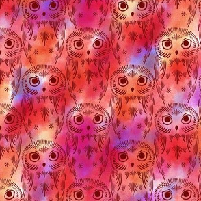 Watercolor Owls - Red