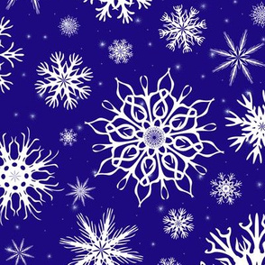 Snowflakes Dark Blue