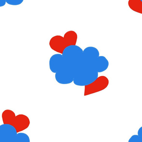 Cloud Hearts Red, White and Blue Sky