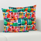 orange and teal watercolor squares