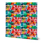 orange and teal watercolor squares