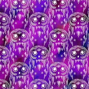 Watercolor Owls - Space Violet