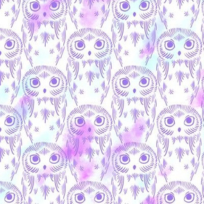 Watercolor Owls - Crystal Violet