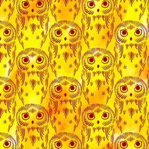 Watercolor Owls - Sunny Yellow