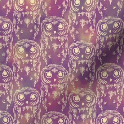 Watercolor Owls - Dusty Mauve