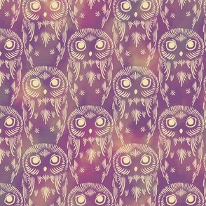 Watercolor Owls - Dusty Mauve