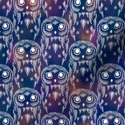 Watercolor Owls - Nebula Night