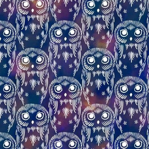 Watercolor Owls - Nebula Night