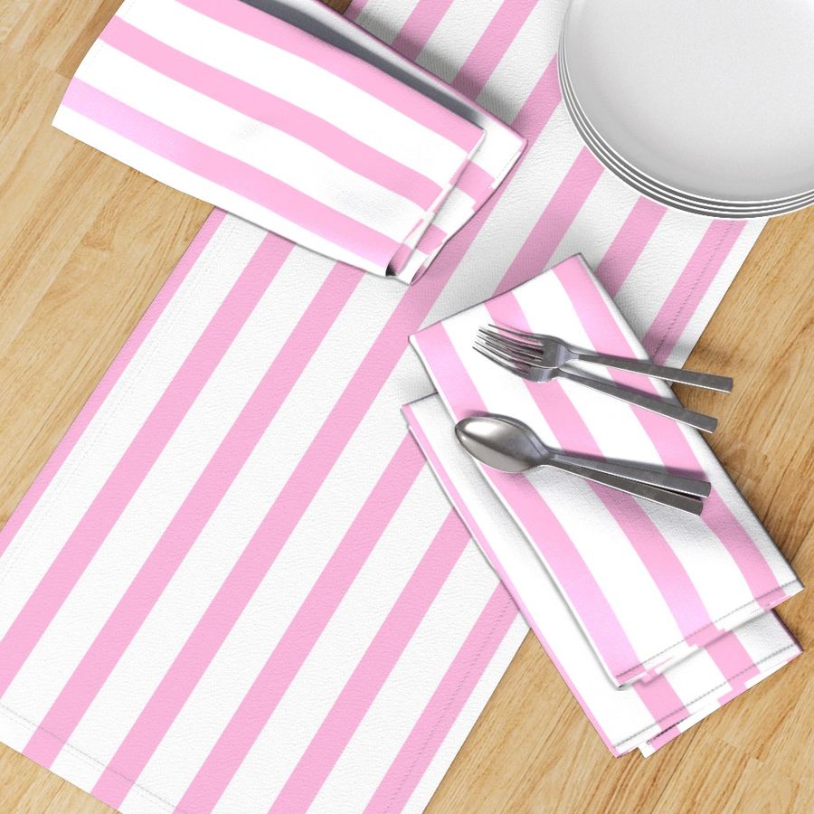 Malibu Pink & White Sailor Stripes thick vertical