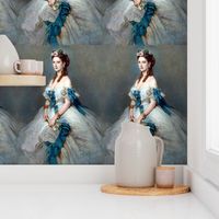 queens princesses white blue gowns bridal bride roses florals flowers bows baroque victorian wedding marriage coronation beauty royal lace ringlets gold necklaces empresses ballgowns rococo royal portraits beautiful lady woman elegant gothic lolita egl ne