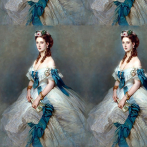 queens princesses white blue gowns bridal bride roses florals flowers bows baroque victorian wedding marriage coronation beauty royal lace ringlets gold necklaces empresses ballgowns rococo royal portraits beautiful lady woman elegant gothic lolita egl ne