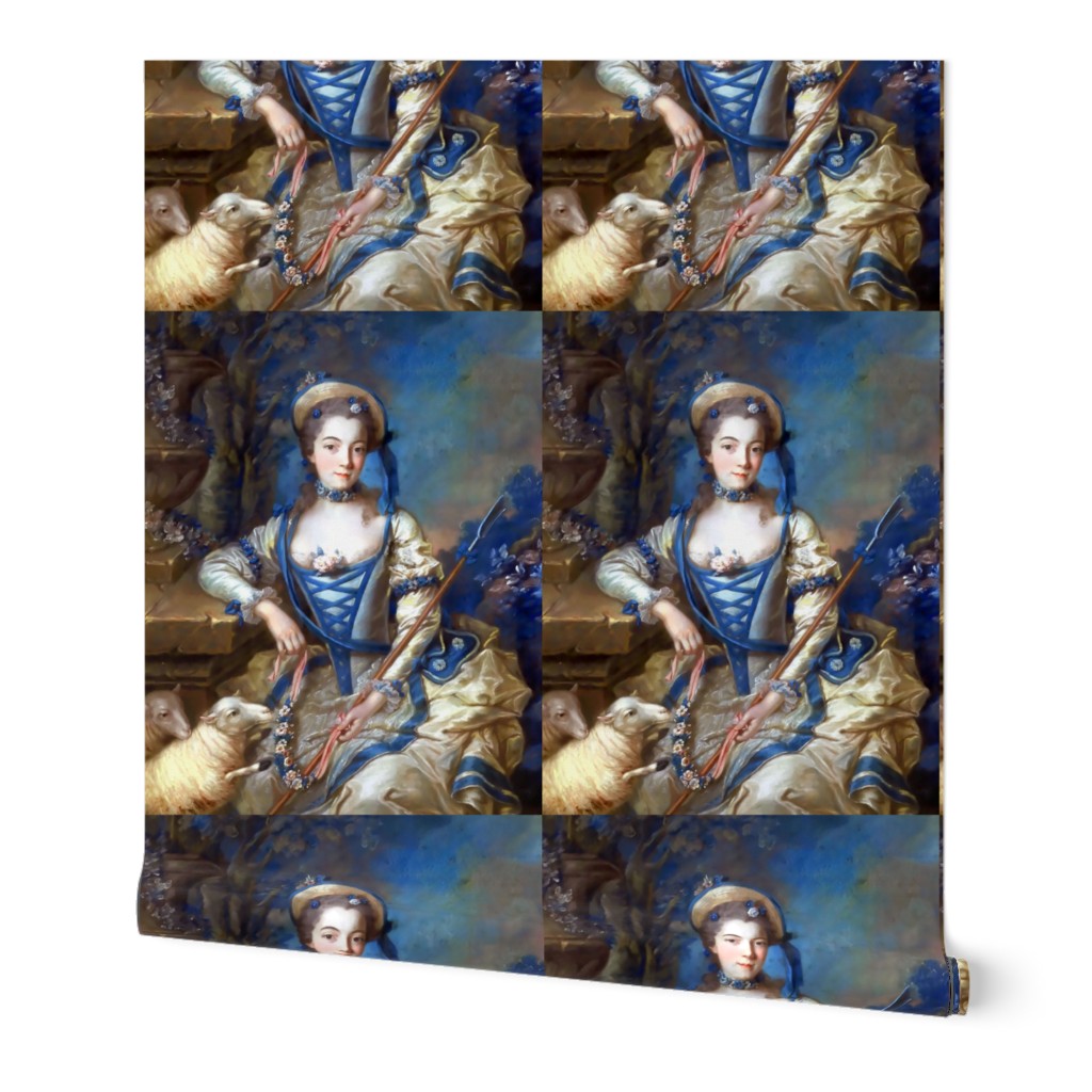 Marie Antoinette inspired blue gowns flowers floral sheep baroque victorian shepherdess little bo peep nursery rhymes corset roses bows straw hat trees vintage antique crook beauty rococo portraits beautiful lady woman elegant gothic lolita egl 18th centu