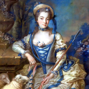 Marie Antoinette inspired blue gowns flowers floral sheep baroque victorian shepherdess little bo peep nursery rhymes corset roses bows straw hat trees vintage antique crook beauty rococo portraits beautiful lady woman elegant gothic lolita egl 18th centu