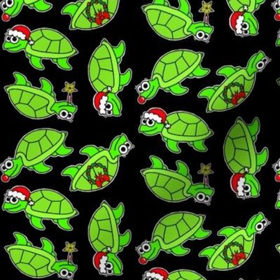 Cute Christmas Turtles - on black