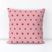 Small Red Apples on spotty dusky pink