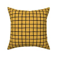 Abstract geometric minimal checkered check grid black stripe trend pattern mustard ochre yellow