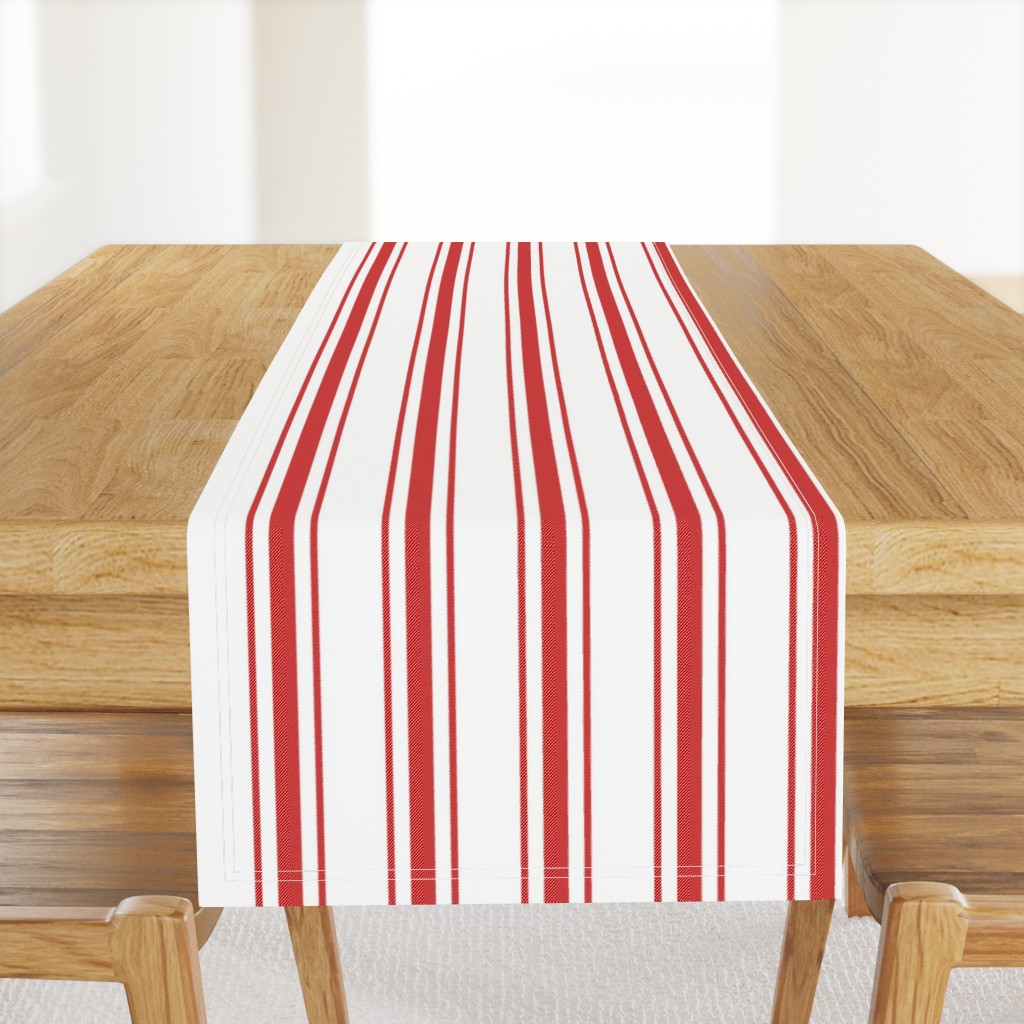 Mattress Ticking Wide Striped Pattern in Red and White