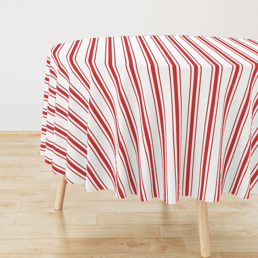 Mattress Ticking Wide Striped Pattern in Red and White