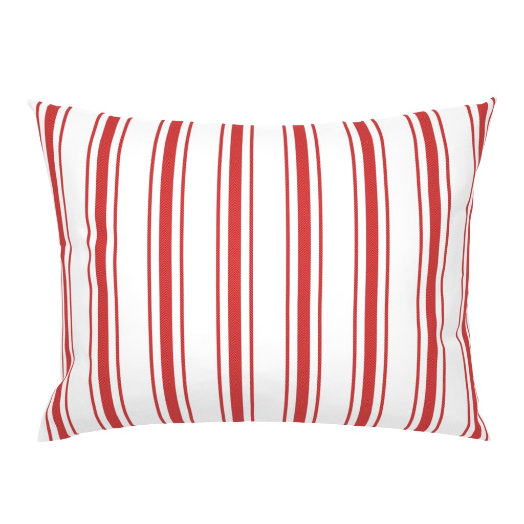 Mattress Ticking Wide Striped Pattern in Red and White