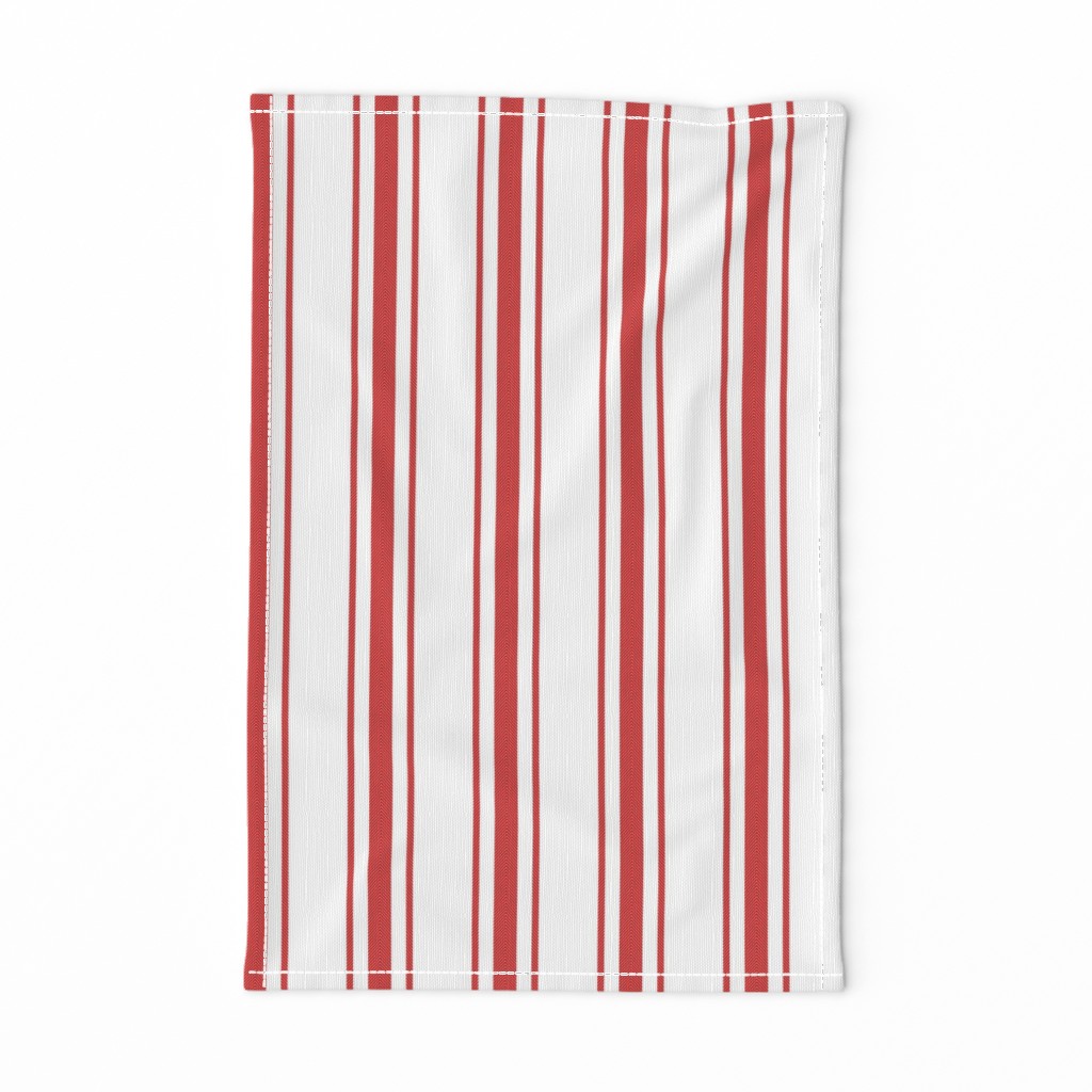 Mattress Ticking Wide Striped Pattern in Red and White