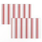 Mattress Ticking Wide Striped Pattern in Red and White