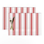 Mattress Ticking Wide Striped Pattern in Red and White