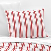 Mattress Ticking Wide Striped Pattern in Red and White