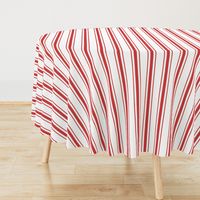 Mattress Ticking Wide Striped Pattern in Red and White