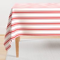 Mattress Ticking Wide Striped Pattern in Red and White