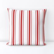 Mattress Ticking Wide Striped Pattern in Red and White