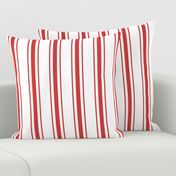 Mattress Ticking Wide Striped Pattern in Red and White