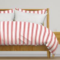 Mattress Ticking Wide Striped Pattern in Red and White