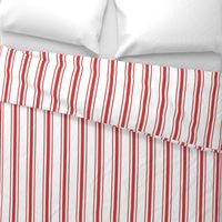 Mattress Ticking Wide Striped Pattern in Red and White