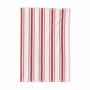 Mattress Ticking Wide Striped Pattern in Red and White