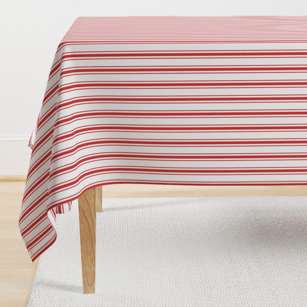 Mattress Ticking Narrow Striped Pattern in Red and White