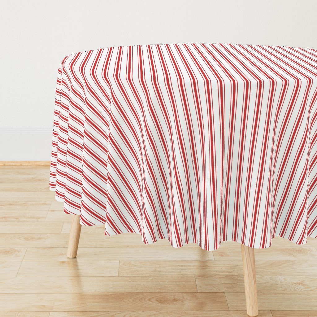 Mattress Ticking Narrow Striped Pattern in Red and White