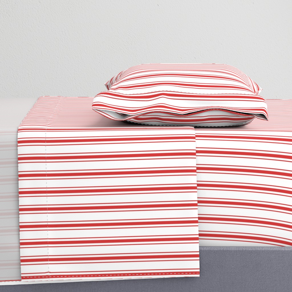 Mattress Ticking Narrow Striped Pattern in Red and White