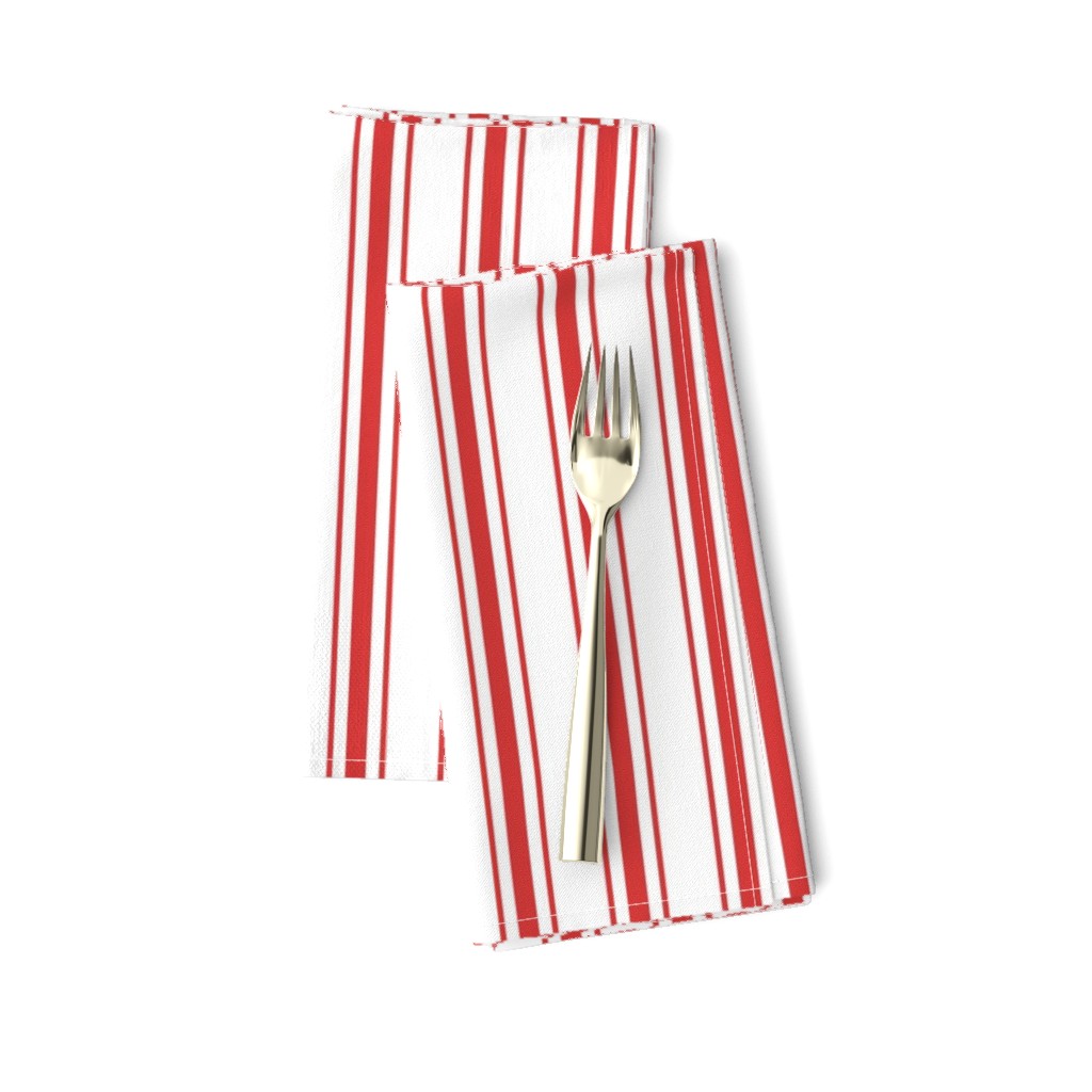 Mattress Ticking Narrow Striped Pattern in Red and White