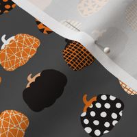 Fall fruit geometric pumpkin design scandinavian style halloween print black and charcoal gray orange