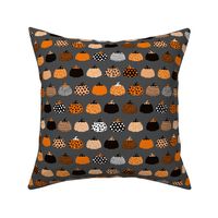 Fall fruit geometric pumpkin design scandinavian style halloween print black and charcoal gray orange