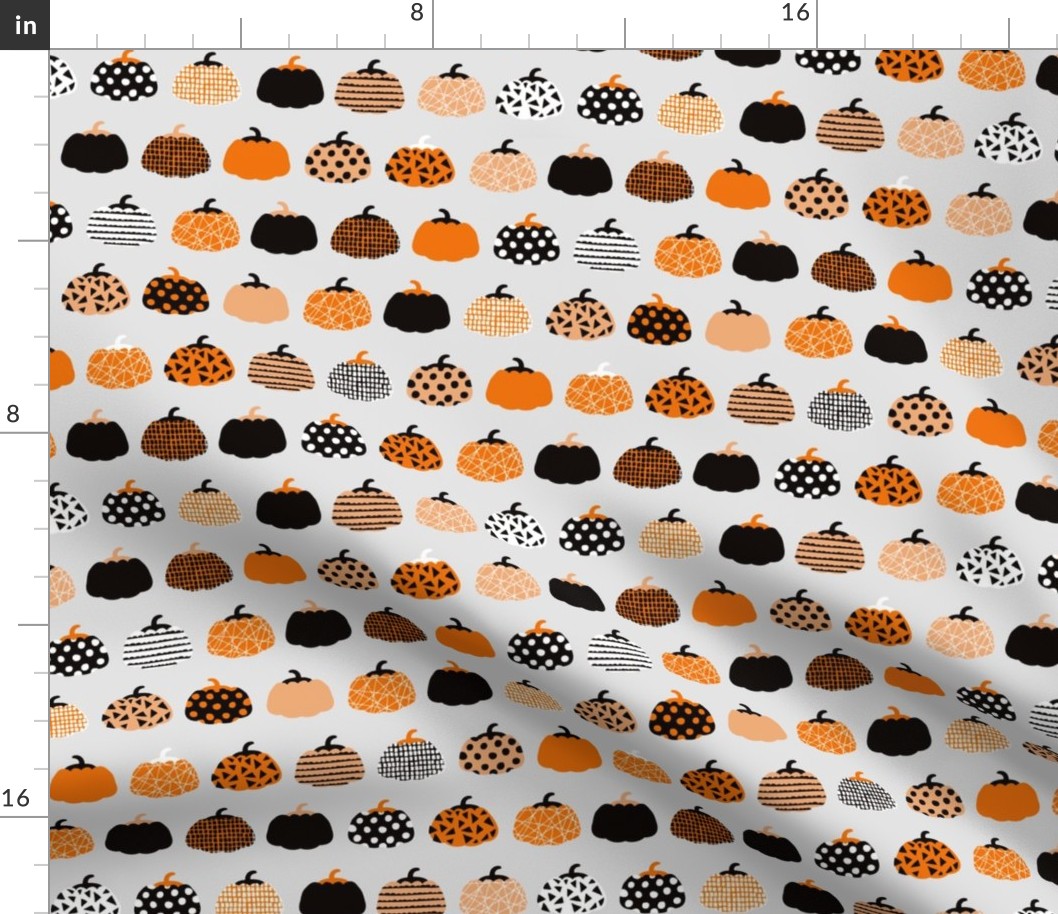 Fall fruit geometric pumpkin design scandinavian style halloween print black and light gray orange